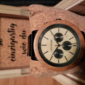 Holzkern wood and steel watch